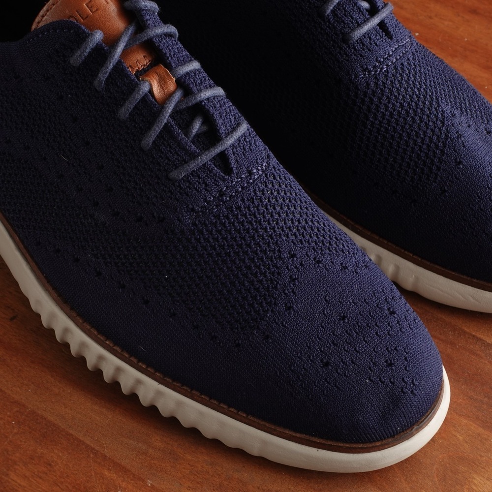 Cole Haan Oxfords Mens SZ 11M Blue Stitchlite Zerogrand Wingtip Knit Dress Shoes - Picture 4 of 13